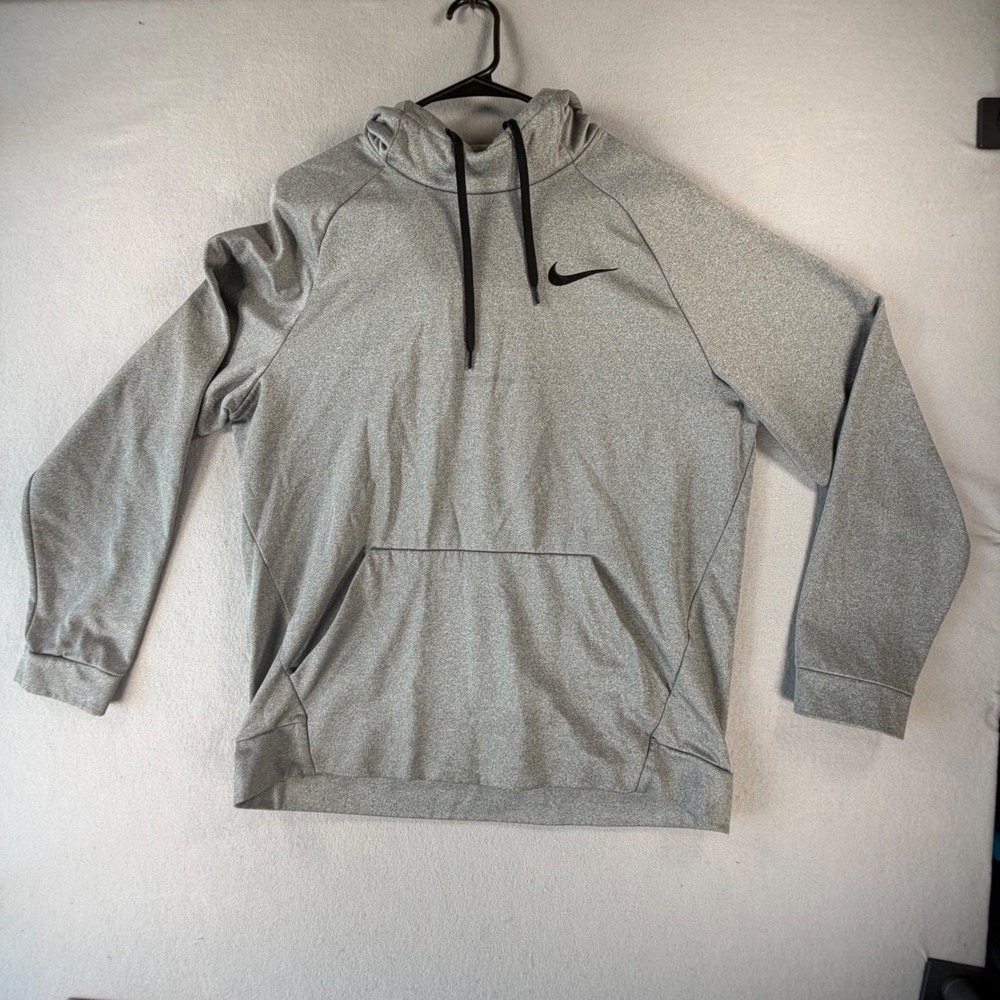 Nike Dri-FIT Hoodie Mens Large Gray Heather Pullover Training Sweatshirt L Grey
